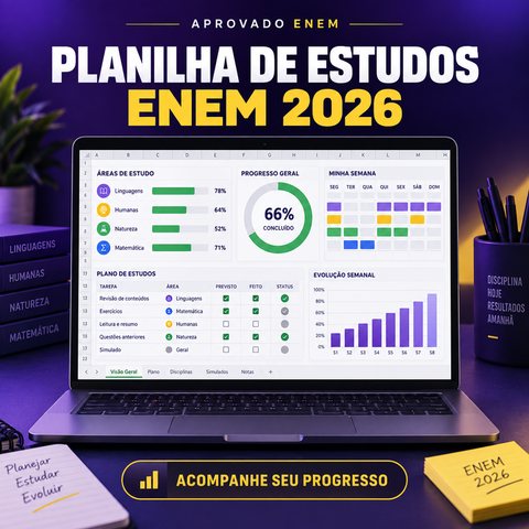Capa da Planilha de Estudos ENEM 2026